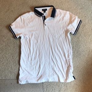Forever 21 White Polo W/ Blue Collers